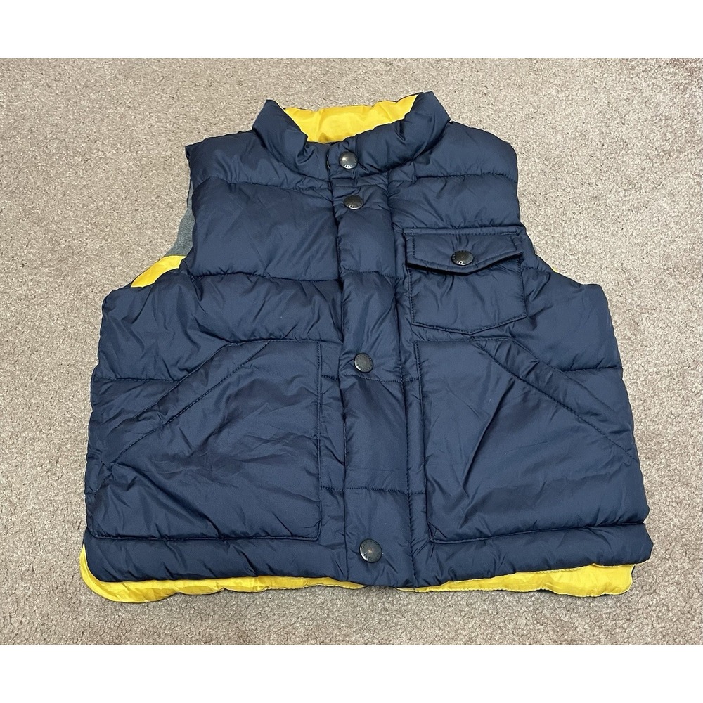 Baby Gap Boy Puffer Vest Jacket 12-18 Months Toddler Baby Navy Blue Yellow